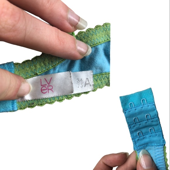 LVER bra 34 A blue and white and green floral design PACK OF 2 - Picture 5 of 9